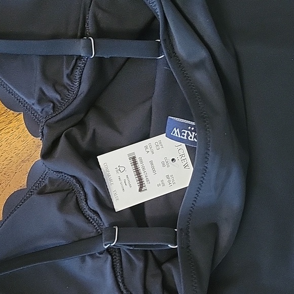 J.CREW Factory Scalloped One-Piece Swimsuit, S, Black, padded, lined, NWT - Picture 9 of 11